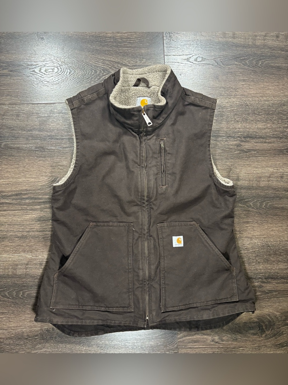 Carhartt Women’s Dark Brown Sherpa-Lined Work Vest Size Medium NWOT